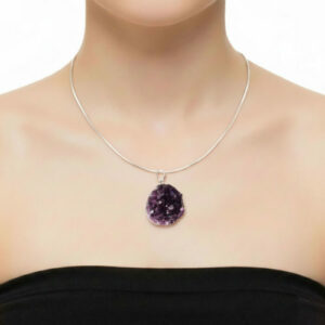 Pendentif Améthyste Pierre Brute + Chaîne Argent